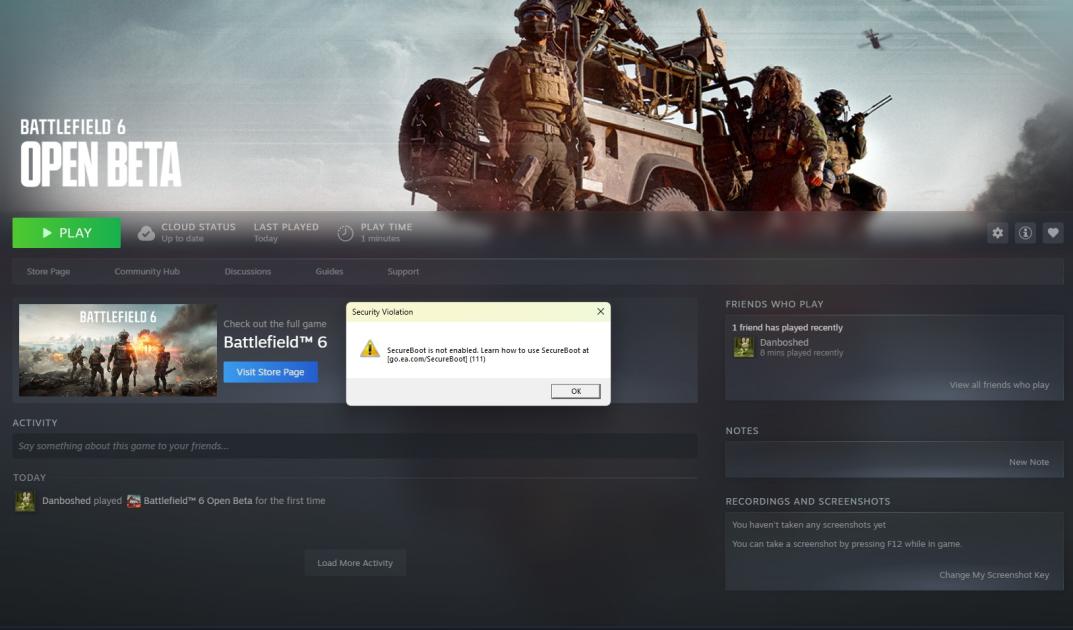 ผู้เล่น PC ต้องตั้งค่า Secure Boot ใน BIOS เพื่อเข้าร่วม Open Beta ของ Battlefield 6 และ Call of Duty: Black Ops 7 ก็กำลังตามมา